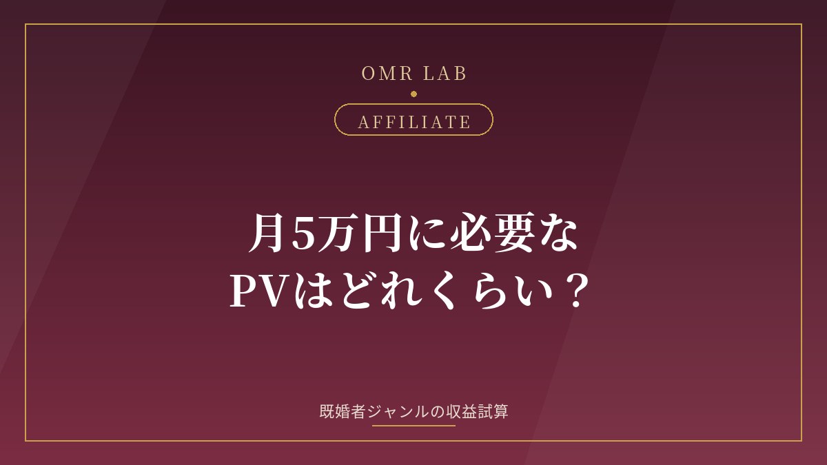 アフィリエイト 月5万円 必要 PV 収益 シミュレーション 既婚者